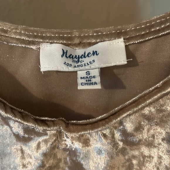 Gold Velvet Tank with Black Lace - Picture 2 of 6